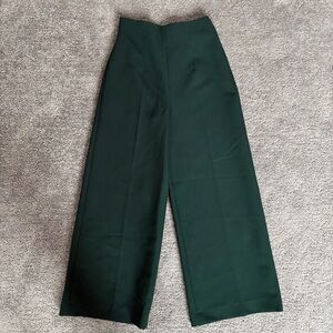 Zara Green Wide Leg High Rise Dress Pants